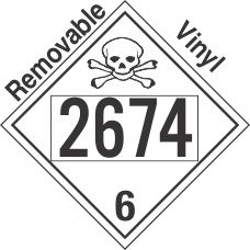 Poison Toxic Class 6.1 UN2674 Removable Vinyl DOT Placard
