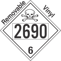 Poison Toxic Class 6.1 UN2690 Removable Vinyl DOT Placard