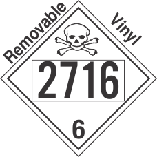 Poison Toxic Class 6.1 UN2716 Removable Vinyl DOT Placard
