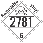 Poison Toxic Class 6.1 UN2781 Removable Vinyl DOT Placard