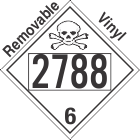 Poison Toxic Class 6.1 UN2788 Removable Vinyl DOT Placard