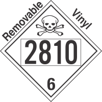 Poison Toxic Class 6.1 UN2810 Removable Vinyl DOT Placard