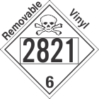 Poison Toxic Class 6.1 UN2821 Removable Vinyl DOT Placard