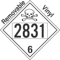 Poison Toxic Class 6.1 UN2831 Removable Vinyl DOT Placard