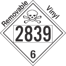 Poison Toxic Class 6.1 UN2839 Removable Vinyl DOT Placard