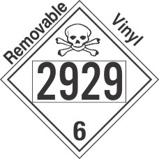 Poison Toxic Class 6.1 UN2929 Removable Vinyl DOT Placard