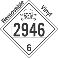 Poison Toxic Class 6.1 UN2946 Removable Vinyl DOT Placard