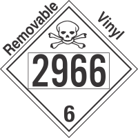 Poison Toxic Class 6.1 UN2966 Removable Vinyl DOT Placard