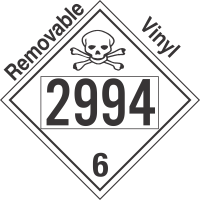 Poison Toxic Class 6.1 UN2994 Removable Vinyl DOT Placard