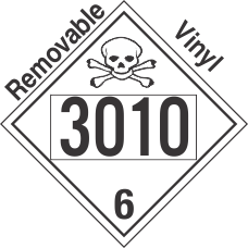 Poison Toxic Class 6.1 UN3010 Removable Vinyl DOT Placard