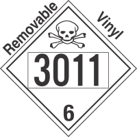 Poison Toxic Class 6.1 UN3011 Removable Vinyl DOT Placard