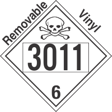 Poison Toxic Class 6.1 UN3011 Removable Vinyl DOT Placard