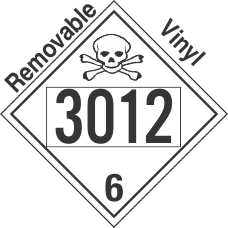 Poison Toxic Class 6.1 UN3012 Removable Vinyl DOT Placard