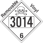 Poison Toxic Class 6.1 UN3014 Removable Vinyl DOT Placard
