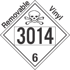 Poison Toxic Class 6.1 UN3014 Removable Vinyl DOT Placard