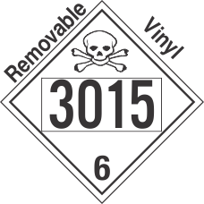 Poison Toxic Class 6.1 UN3015 Removable Vinyl DOT Placard
