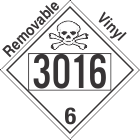 Poison Toxic Class 6.1 UN3016 Removable Vinyl DOT Placard