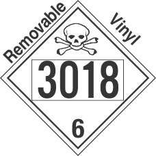 Poison Toxic Class 6.1 UN3018 Removable Vinyl DOT Placard