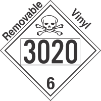 Poison Toxic Class 6.1 UN3020 Removable Vinyl DOT Placard