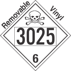 Poison Toxic Class 6.1 UN3025 Removable Vinyl DOT Placard