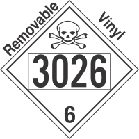 Poison Toxic Class 6.1 UN3026 Removable Vinyl DOT Placard