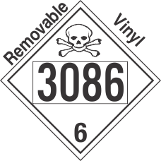 Poison Toxic Class 6.1 UN3086 Removable Vinyl DOT Placard