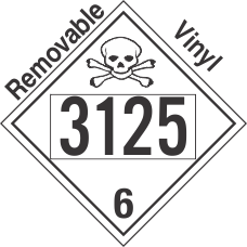Poison Toxic Class 6.1 UN3125 Removable Vinyl DOT Placard