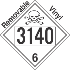 Poison Toxic Class 6.1 UN3140 Removable Vinyl DOT Placard