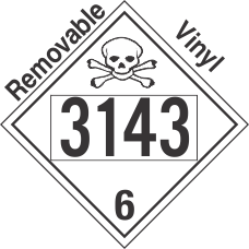 Poison Toxic Class 6.1 UN3143 Removable Vinyl DOT Placard