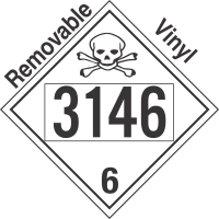 Poison Toxic Class 6.1 UN3146 Removable Vinyl DOT Placard