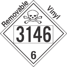 Poison Toxic Class 6.1 UN3146 Removable Vinyl DOT Placard