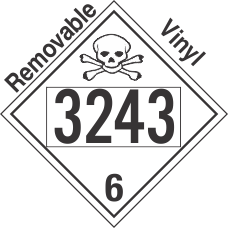 Poison Toxic Class 6.1 UN3243 Removable Vinyl DOT Placard