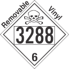 Poison Toxic Class 6.1 UN3288 Removable Vinyl DOT Placard