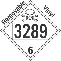 Poison Toxic Class 6.1 UN3289 Removable Vinyl DOT Placard