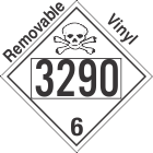 Poison Toxic Class 6.1 UN3290 Removable Vinyl DOT Placard