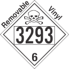 Poison Toxic Class 6.1 UN3293 Removable Vinyl DOT Placard