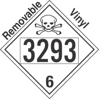 Poison Toxic Class 6.1 UN3293 Removable Vinyl DOT Placard