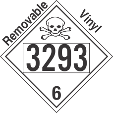 Poison Toxic Class 6.1 UN3293 Removable Vinyl DOT Placard