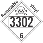 Poison Toxic Class 6.1 UN3302 Removable Vinyl DOT Placard