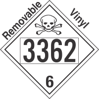 Poison Toxic Class 6.1 UN3362 Removable Vinyl DOT Placard