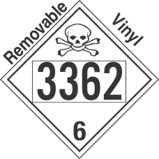 Poison Toxic Class 6.1 UN3362 Removable Vinyl DOT Placard