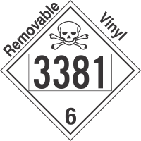 Poison Toxic Class 6.1 UN3381 Removable Vinyl DOT Placard