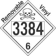 Poison Toxic Class 6.1 UN3384 Removable Vinyl DOT Placard