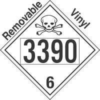 Poison Toxic Class 6.1 UN3390 Removable Vinyl DOT Placard