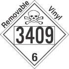 Poison Toxic Class 6.1 UN3409 Removable Vinyl DOT Placard