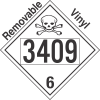 Poison Toxic Class 6.1 UN3409 Removable Vinyl DOT Placard