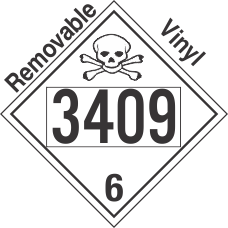 Poison Toxic Class 6.1 UN3409 Removable Vinyl DOT Placard
