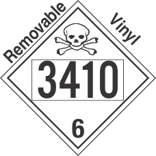 Poison Toxic Class 6.1 UN3410 Removable Vinyl DOT Placard