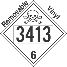 Poison Toxic Class 6.1 UN3413 Removable Vinyl DOT Placard