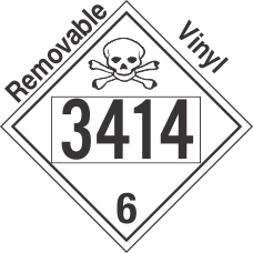 Poison Toxic Class 6.1 UN3414 Removable Vinyl DOT Placard
